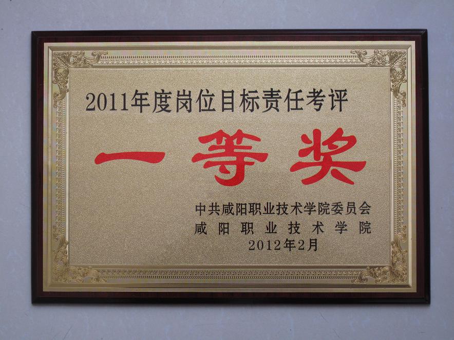 咸阳职院2011年度岗位目标责任考评一等奖